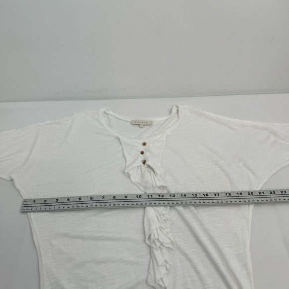 Sandro Womens  Ruffle Short Sleeve Top Tee Shirt White Size 1 - Picture 6 of 10